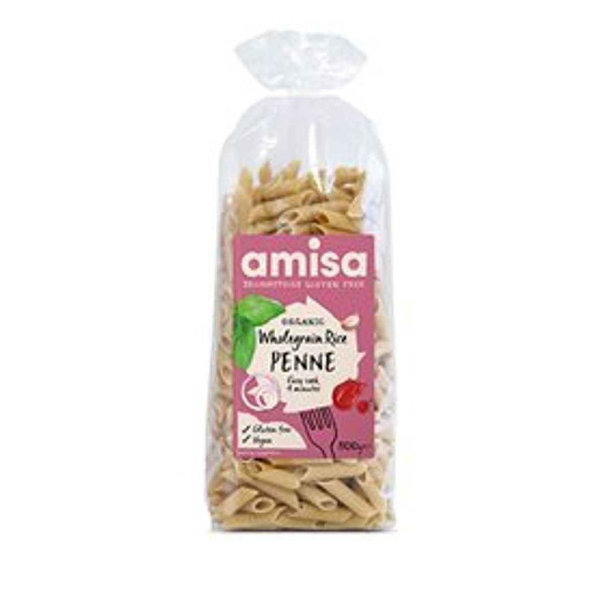 Amisa Fuldkornsris Penne pasta Ø, 500g.