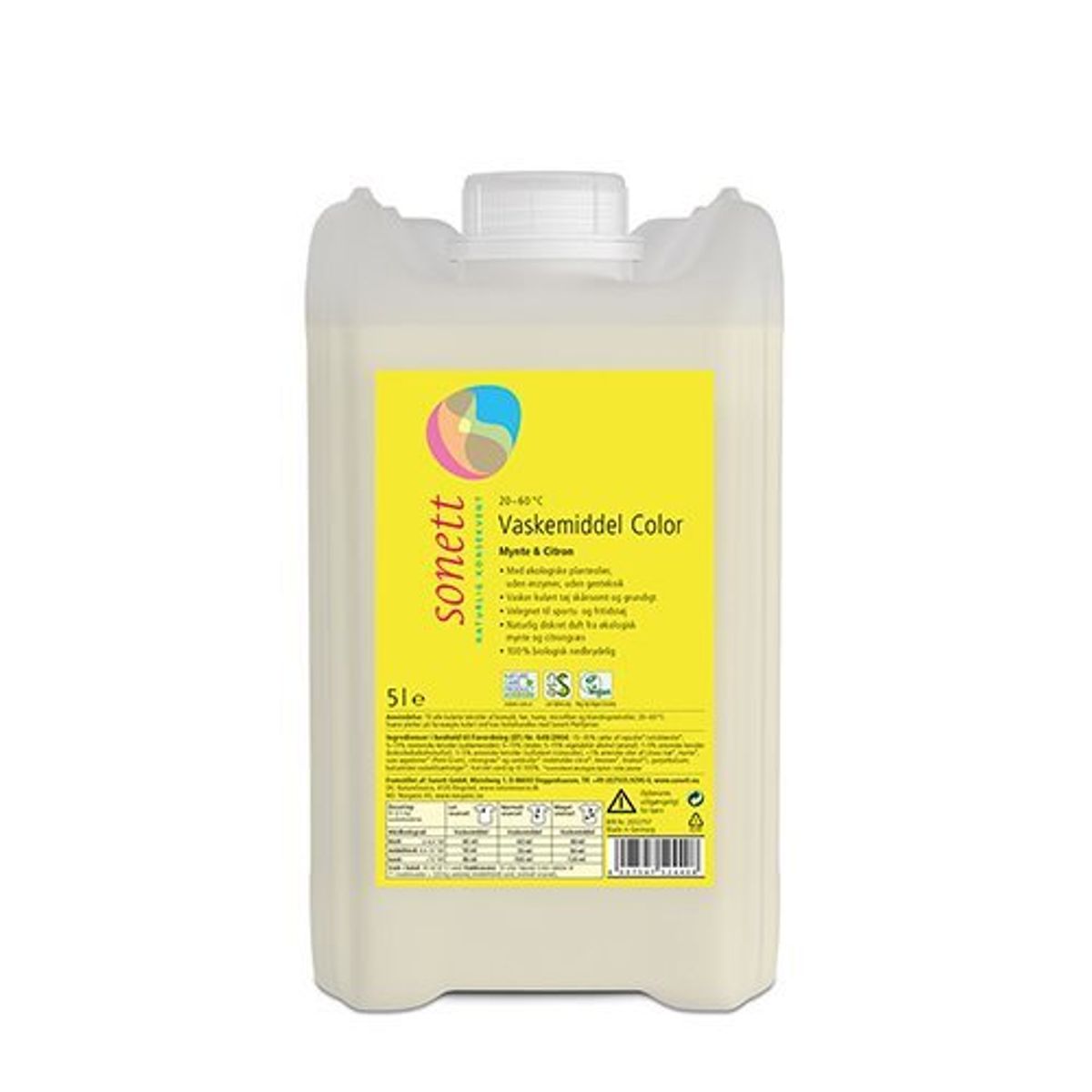 Sonett Vaskemiddel color mynte & citron, 5L.