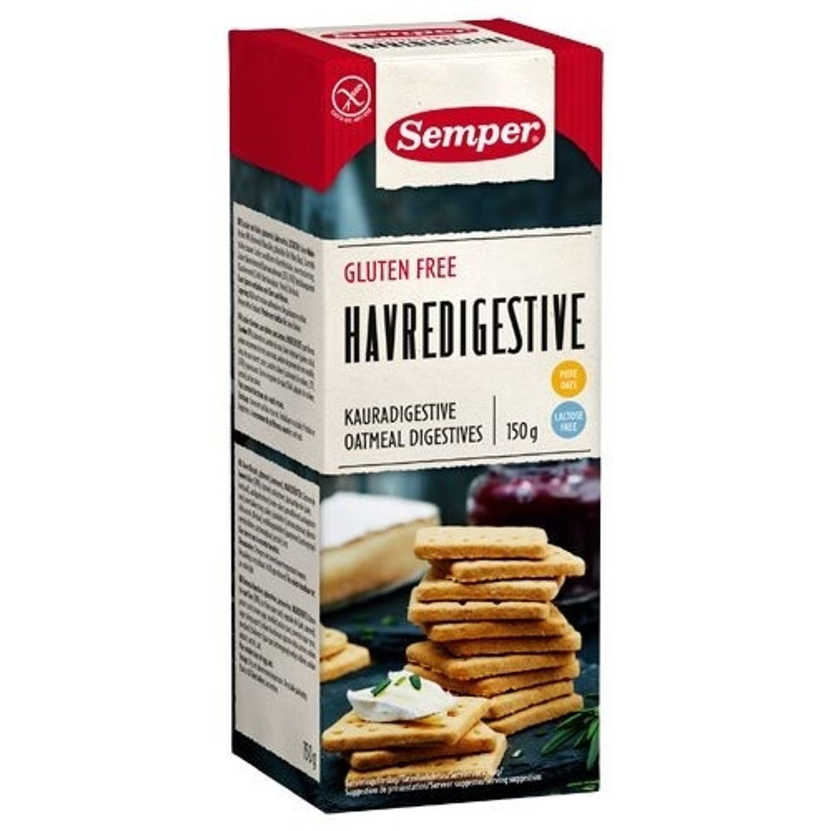 Semper Kiks digestive havre glutenfri, 150g.