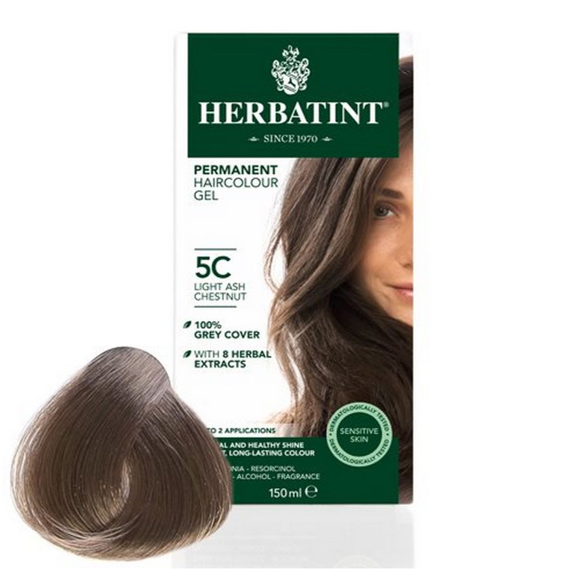 Herbatint 5C hårfarve Light Ash Chestnut, 150ml.