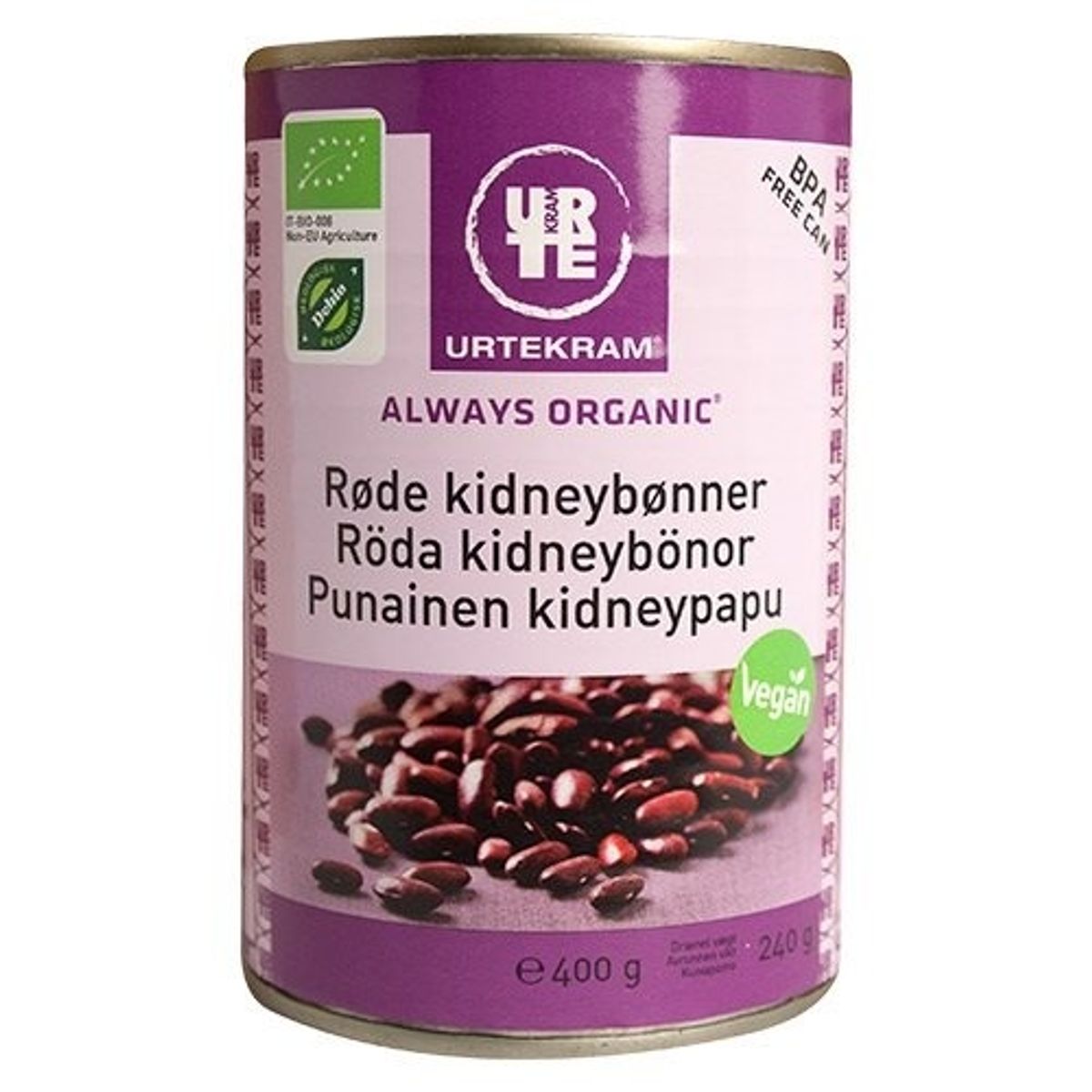 Urtekram Kidneybønner røde Ø, 400g.