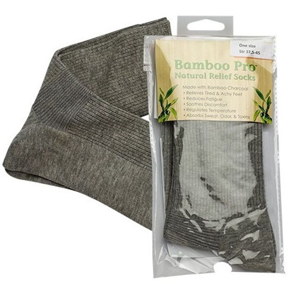 Bamboo Pro Bambus Strømper Str. 37,5-45 Lysgrå selvvarmende 1stk.