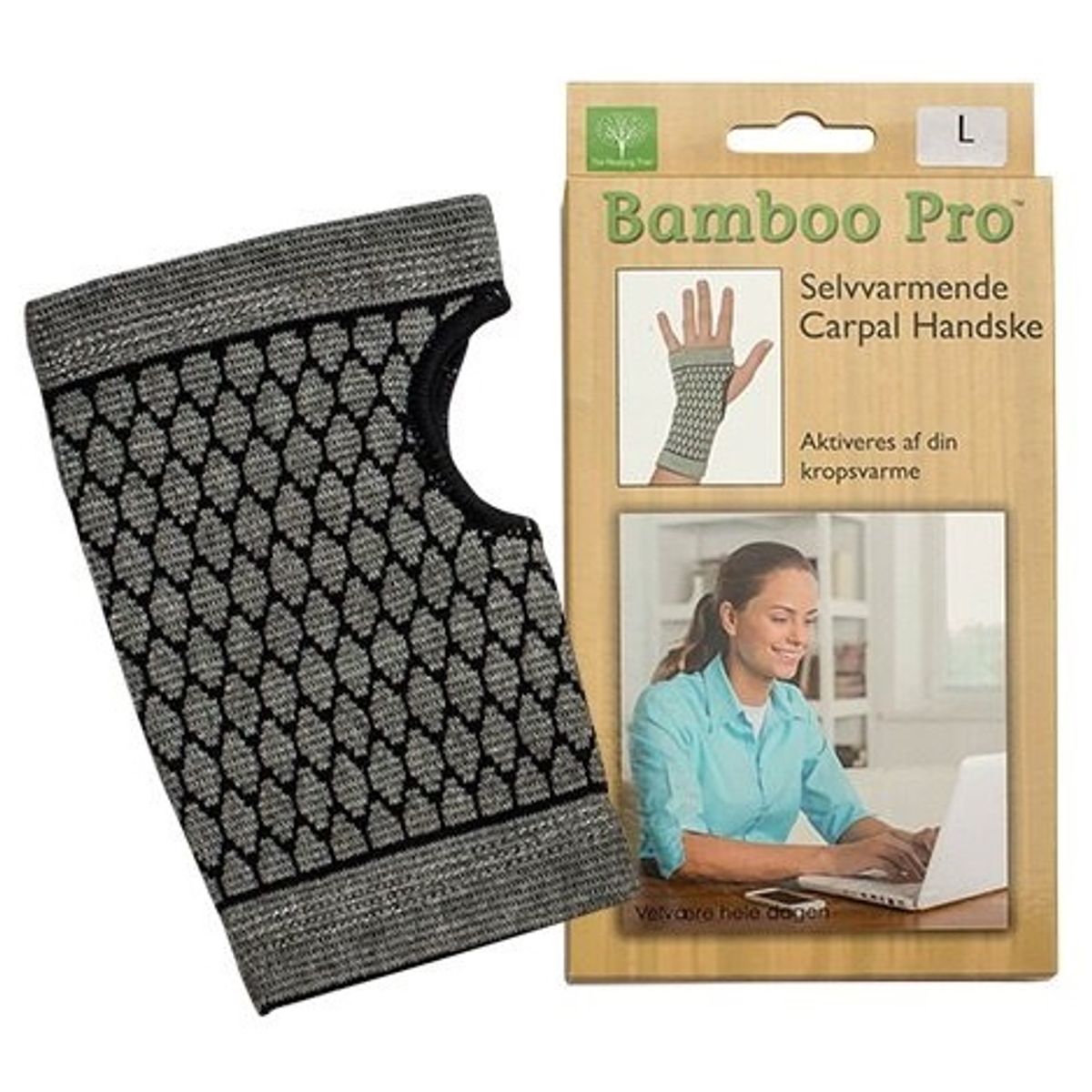 Bamboo Pro Carpal handske, Str. L selvvarmende 1stk.