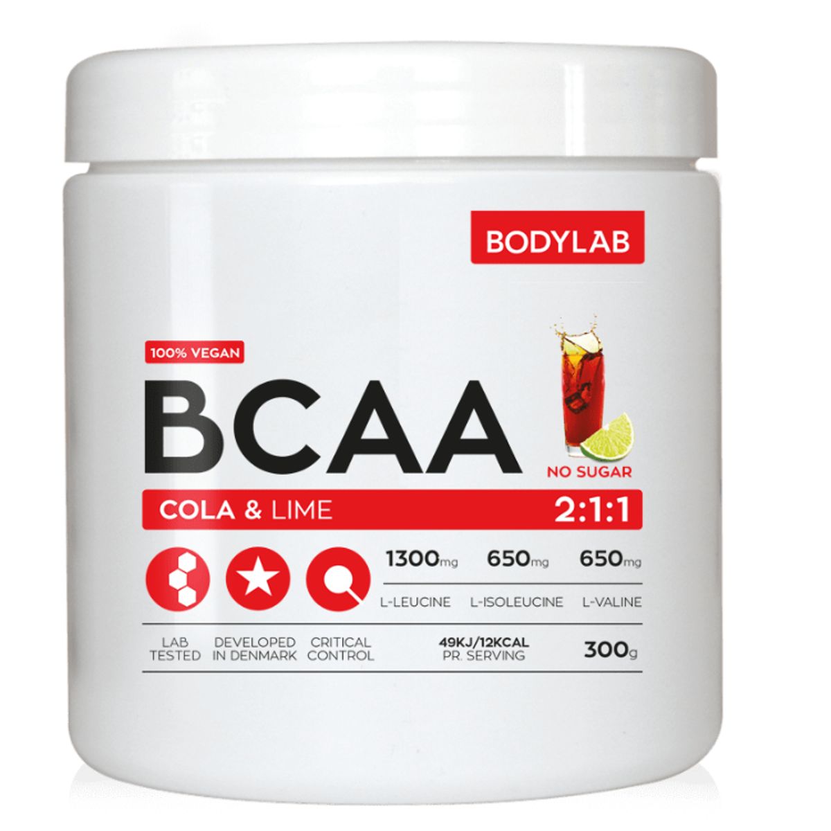 Bodylab BCAA Instant - Cola & Lime, 300g.