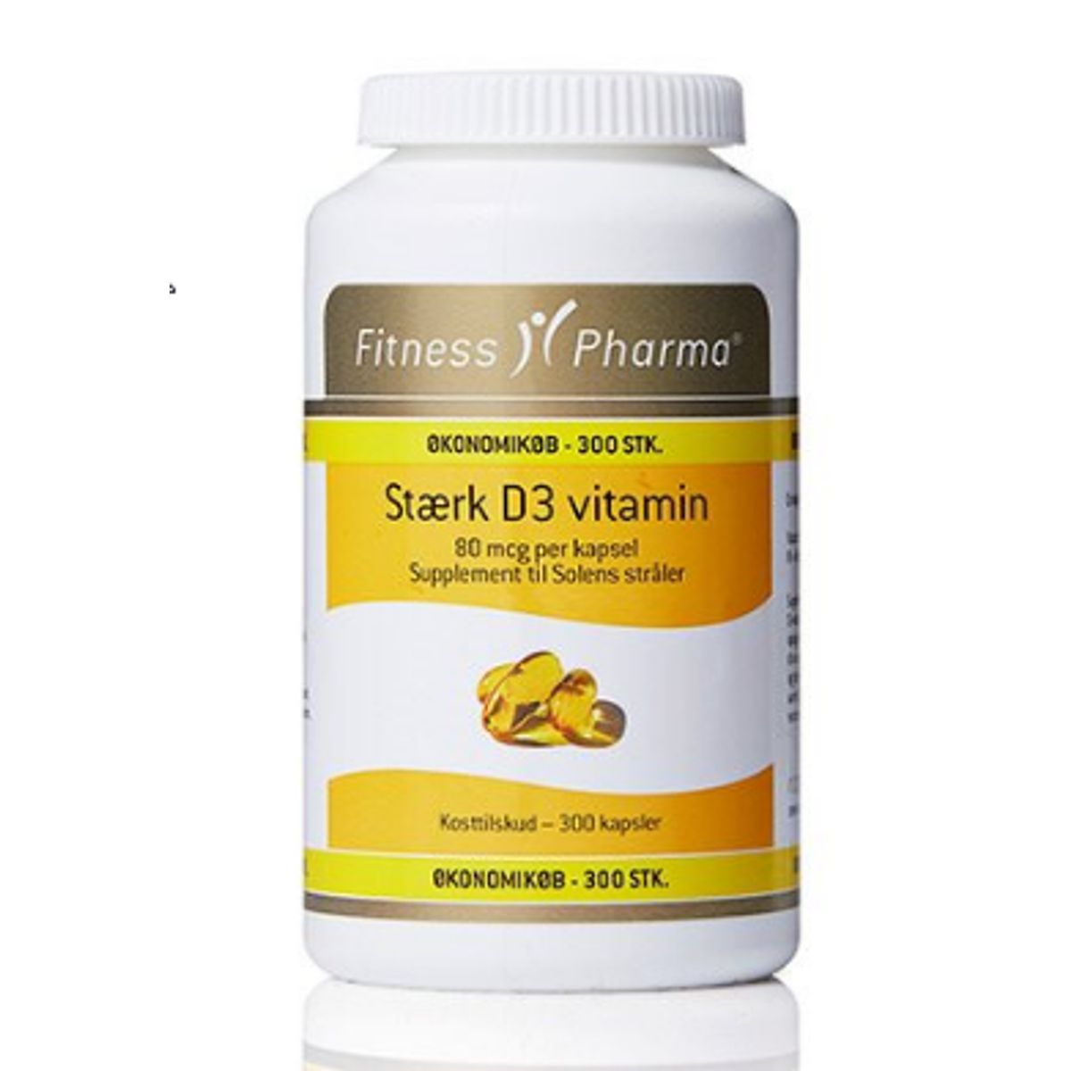 Fitness Pharma Stærk D3 vitamin, 300 kapsler.