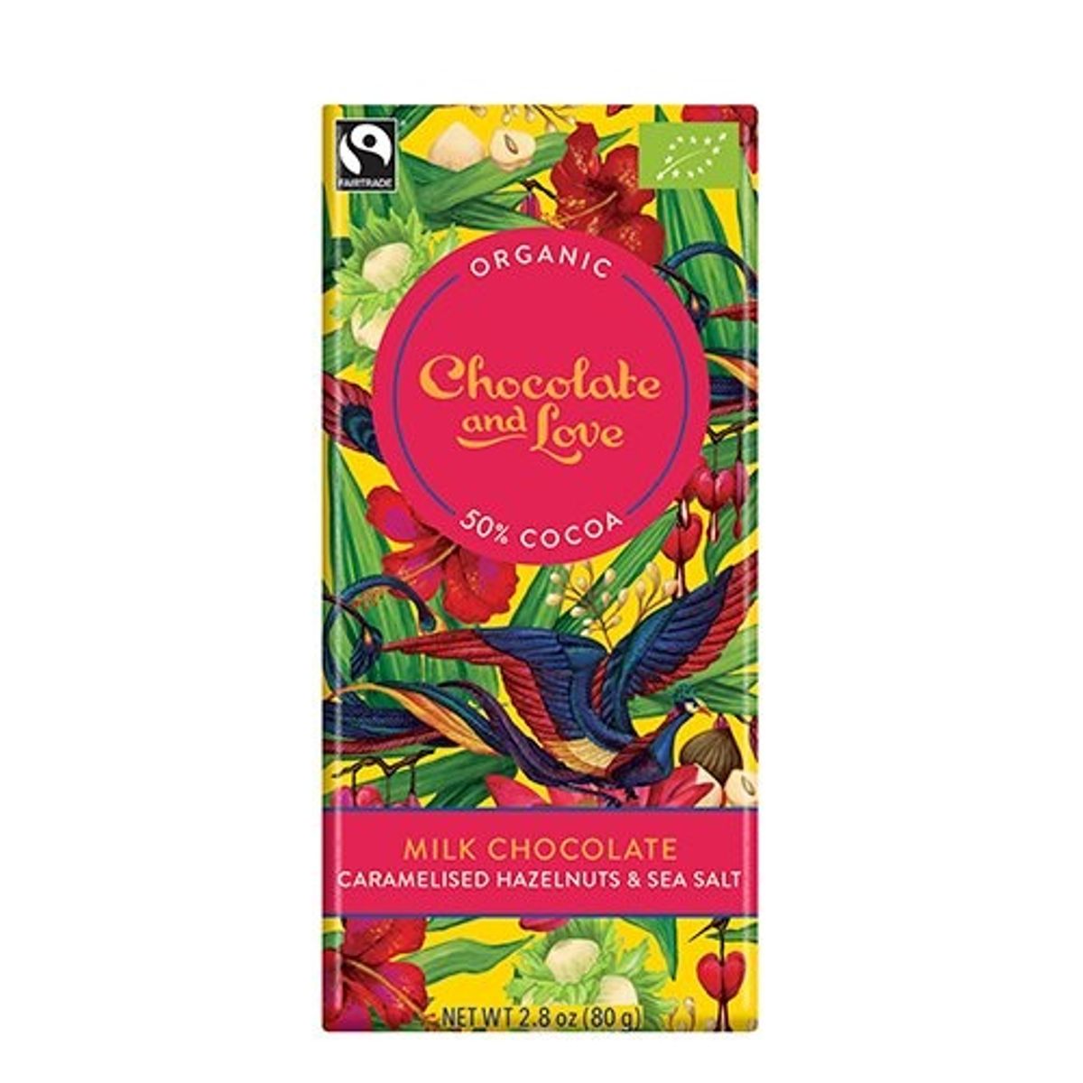 Chocolate and Love Chokolade Milk Hazelnut 50%, 80g