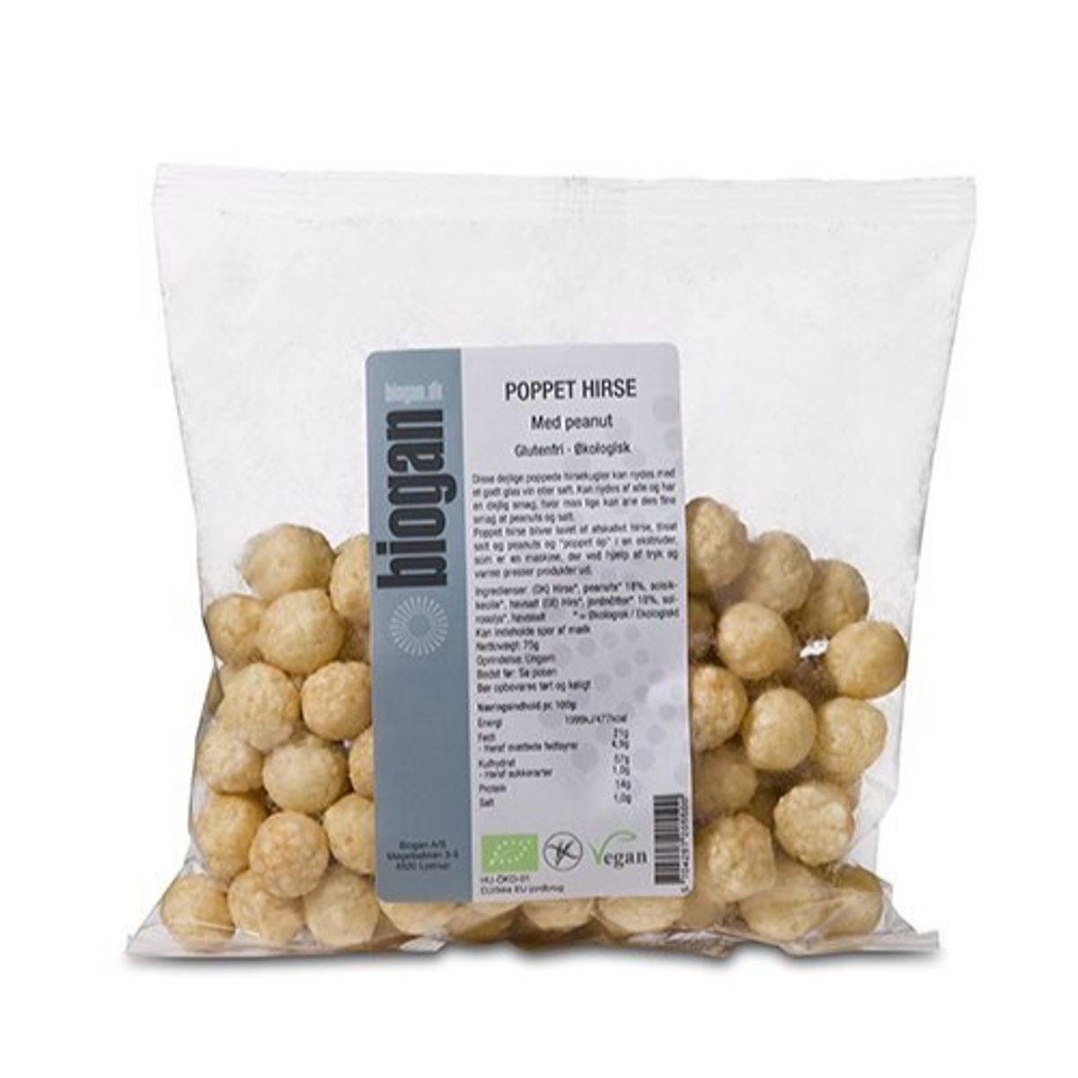 Poppet Hirsekugler Øko m/Peanuts, 75g.