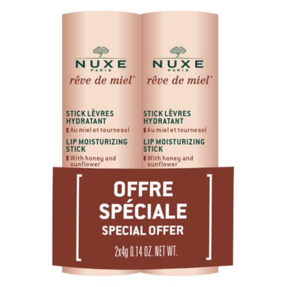 Nuxe Reve De Miel Lip Moisturizing Stick DUOPACK, 2x4 gr.