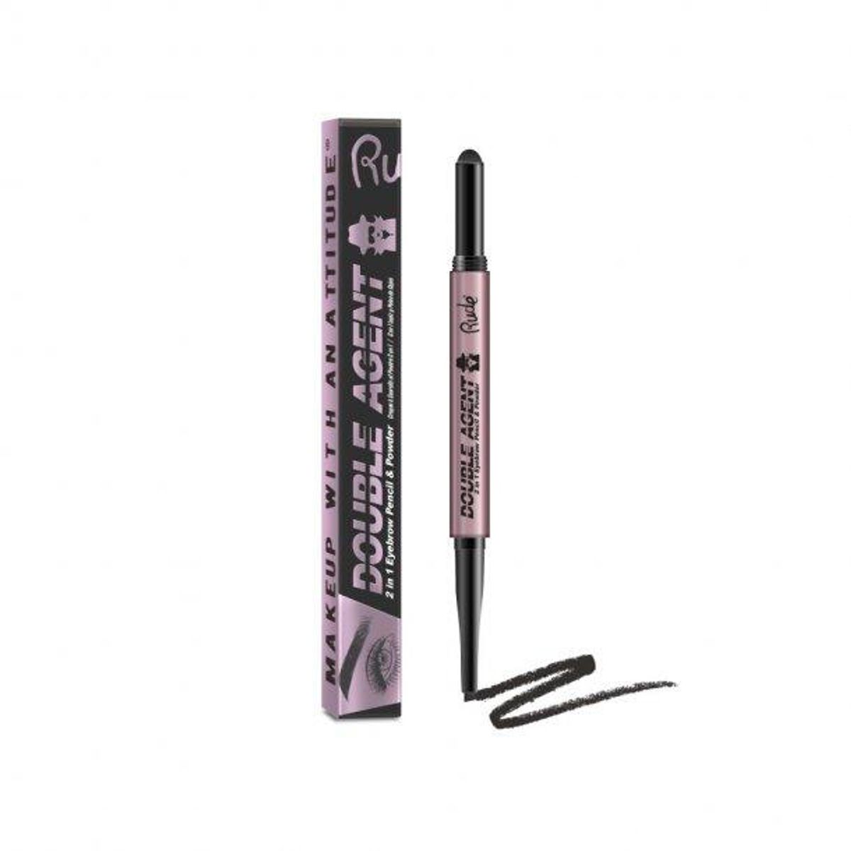 RUDE Cosmetics Double Agent - 2 in 1 Eyebrow Pencil & Powder - Black Brown