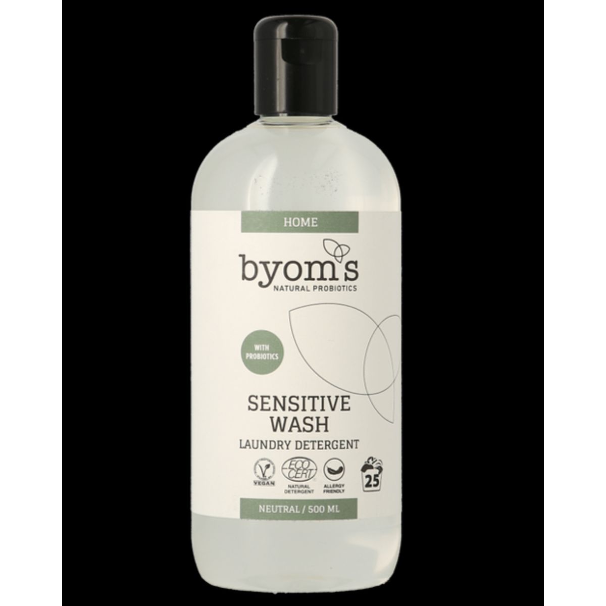 Byoms Home Sensitive Wash Probiotic Laundry Detergent (Ecocert), 500ml.