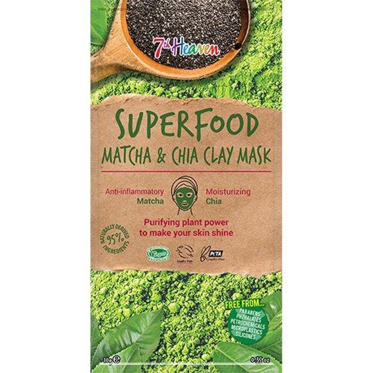 7th Heaven Ansigtmaske Superfood Matcha & Chia, 10g