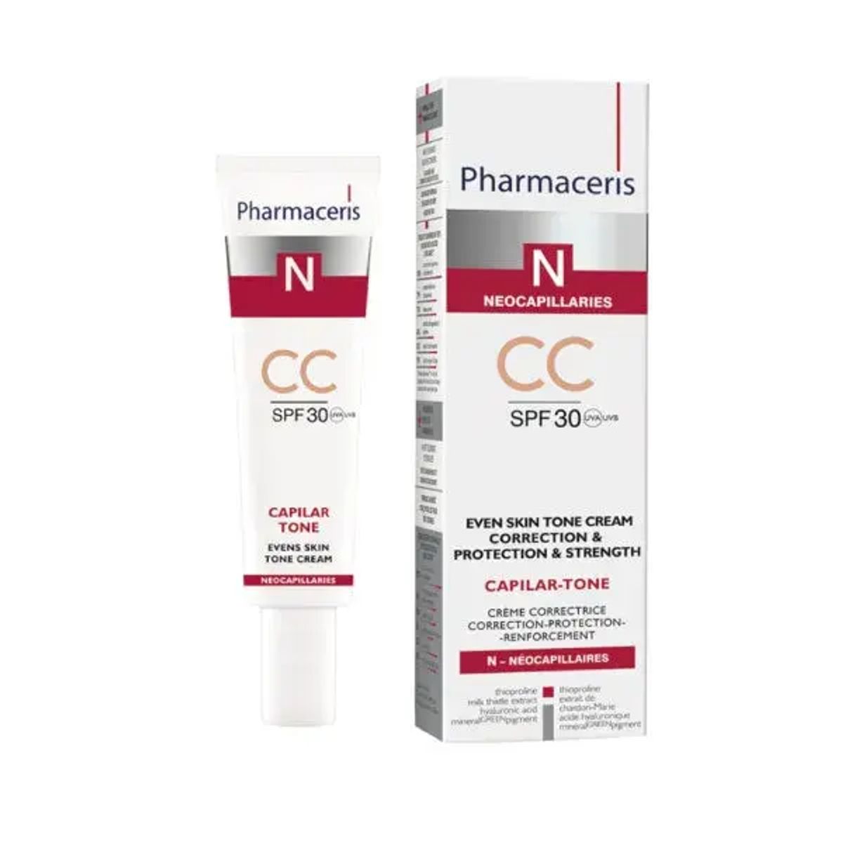 Pharmaceris N Capilar Toner Even Skin Tone Cream CC Cream Correction & Protection & Strength SPF 30