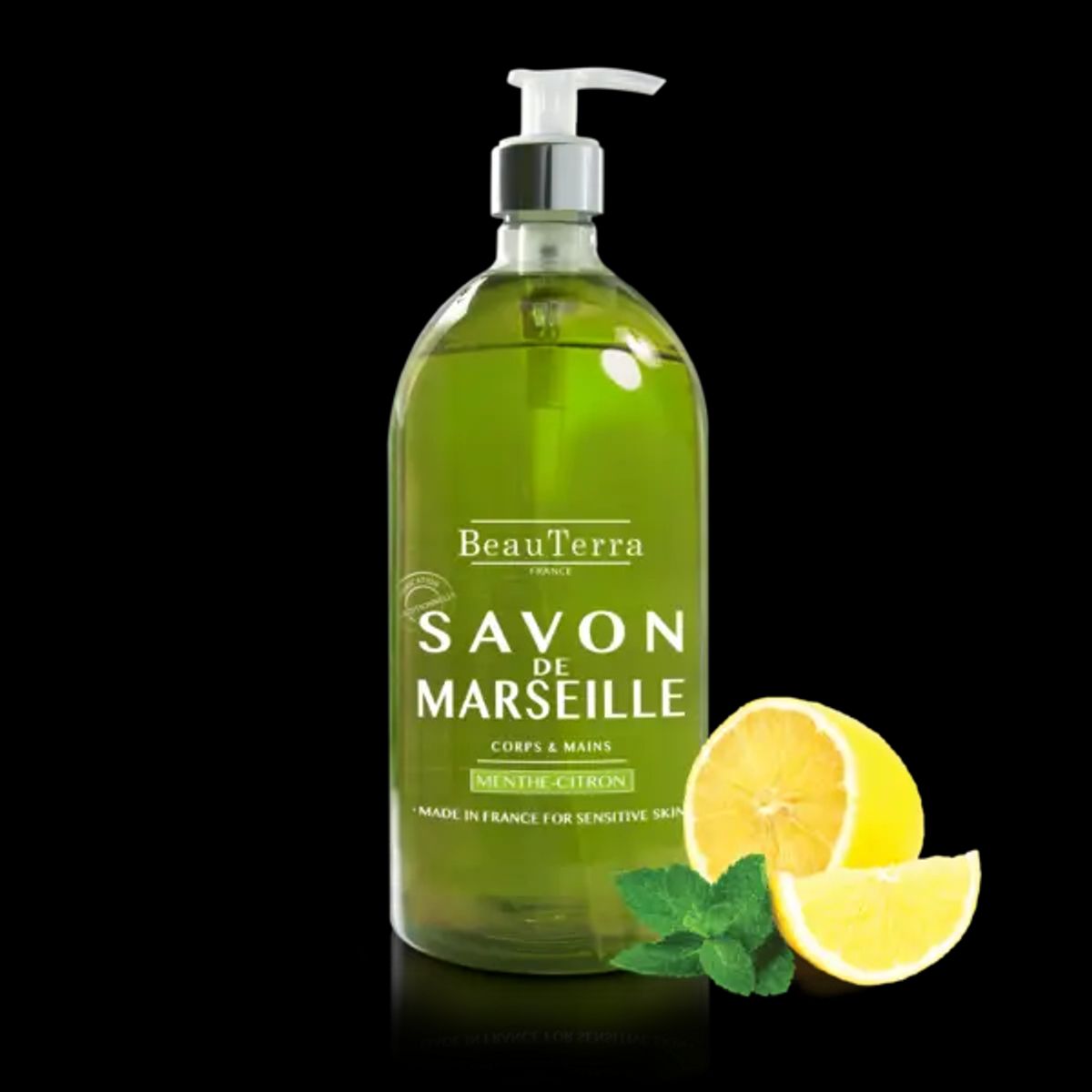 Beau Terra Marseille Liquid Soap - Mint Lemon, 300ml