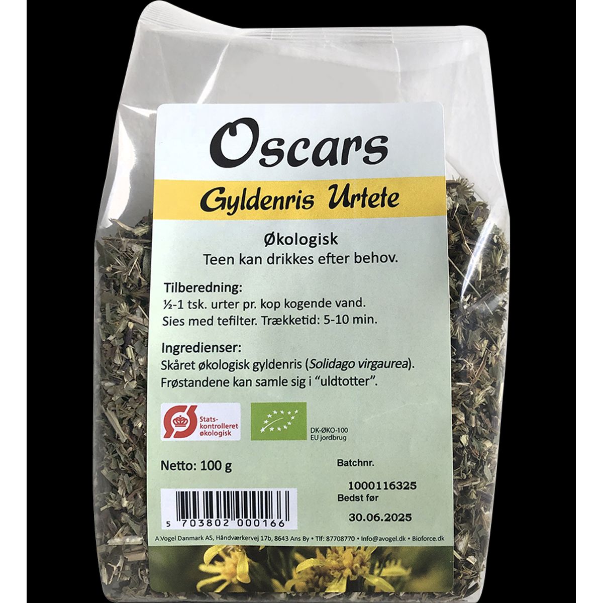 Oscars Økologiske Gyldenris Urtete, 100g.