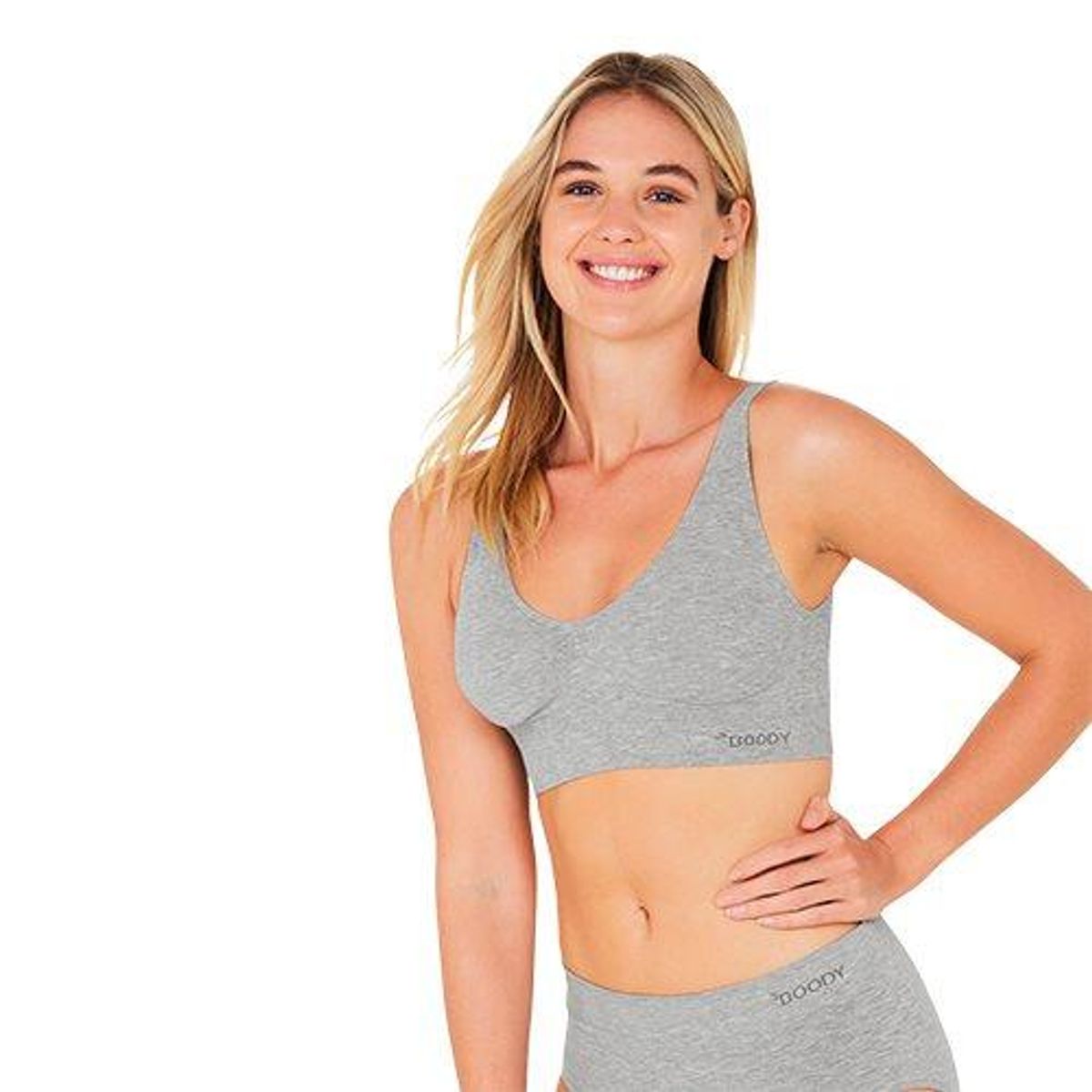 Boody Padded Shaper Crop Bra lysegrå str. S