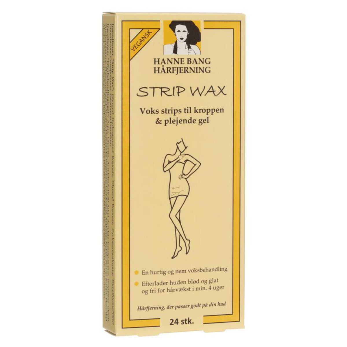 Hanne Bang Strip Wax, veganske, 24 stk + gel.