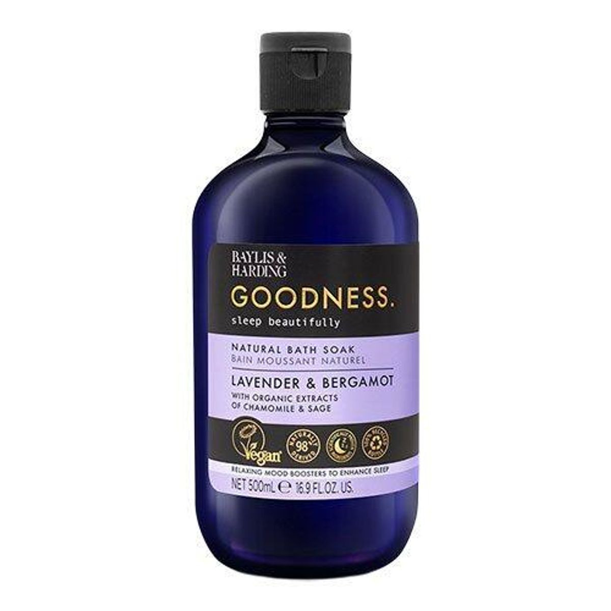 Baylis & Harding Goodness Sleep Lavender & Bergamot Natural Bath Soak Vegansk skumbad, 500ml