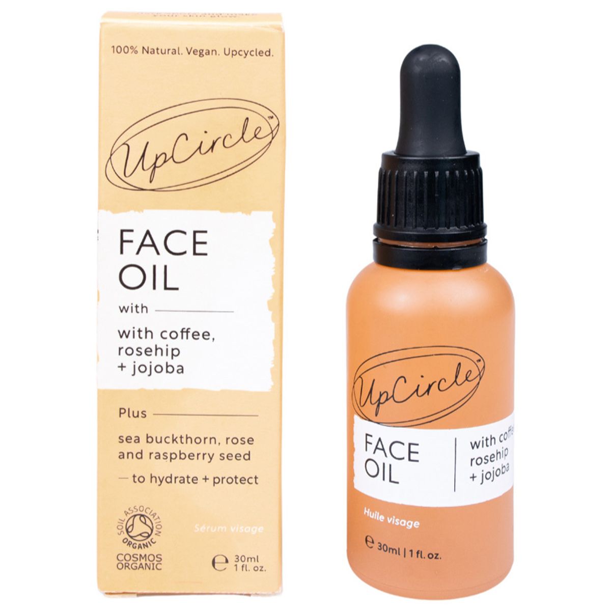 UpCircle Face Oil w/Coffee, Rosehip Oil + Jojoba Oil, 30ml.