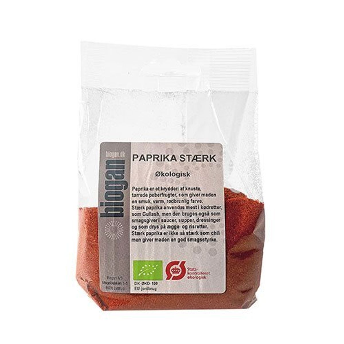 Biogan Paprika stærk Ø, 100g