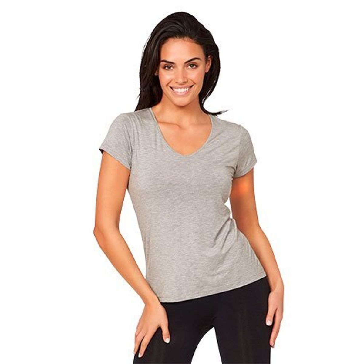 Boody Women´s V-Neck T-Shirt lysegrå str. XL