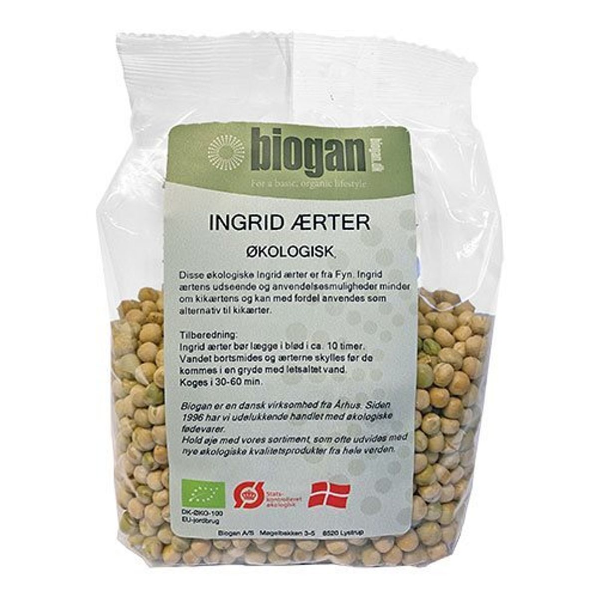 Biogan Ingrid ærter Ø, 500g