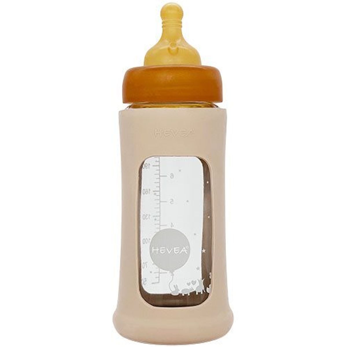 Hevea Baby Glas sutteflaske Wide Neck 250ml, Sand