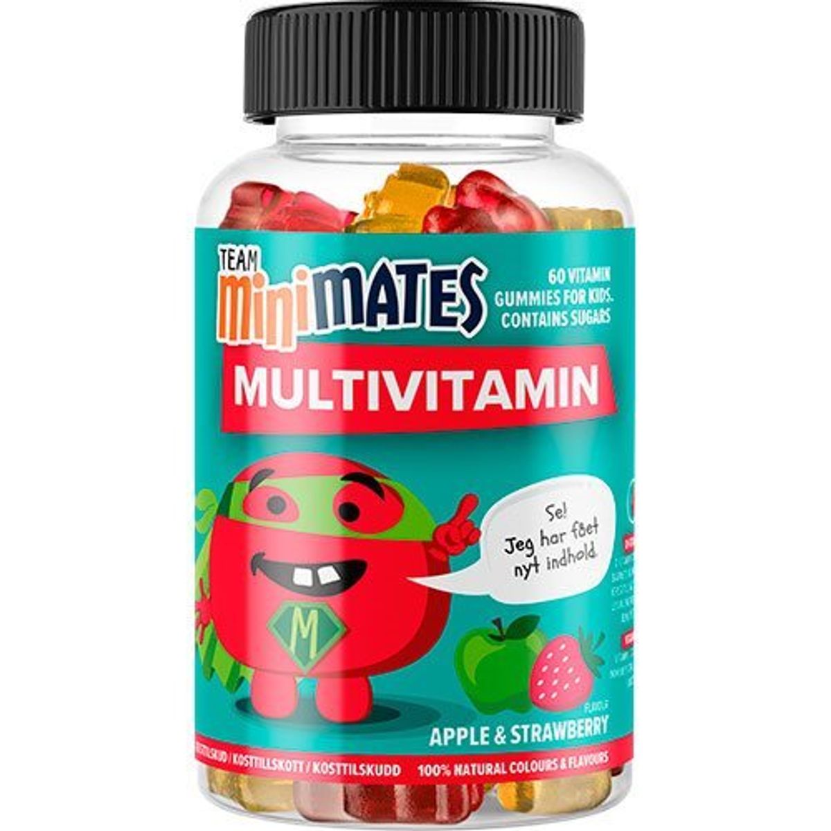 Team MiniMates Multivitamin med æble og jordbær, 60gum