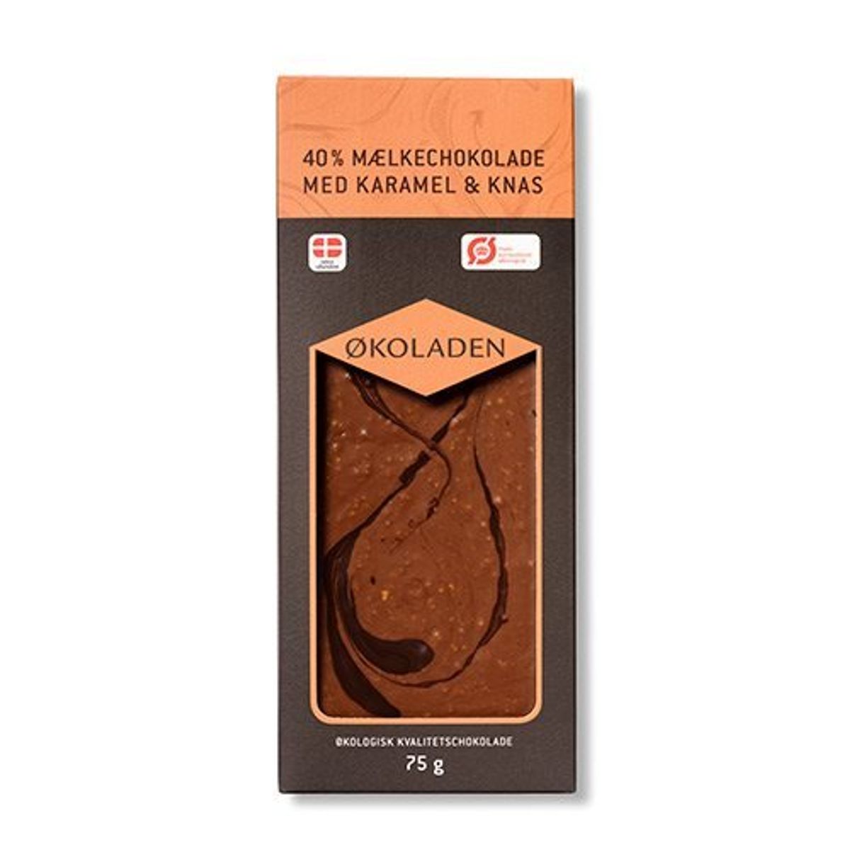 Økoladen Chokolade mælk karamel/knas Ø, 75g.