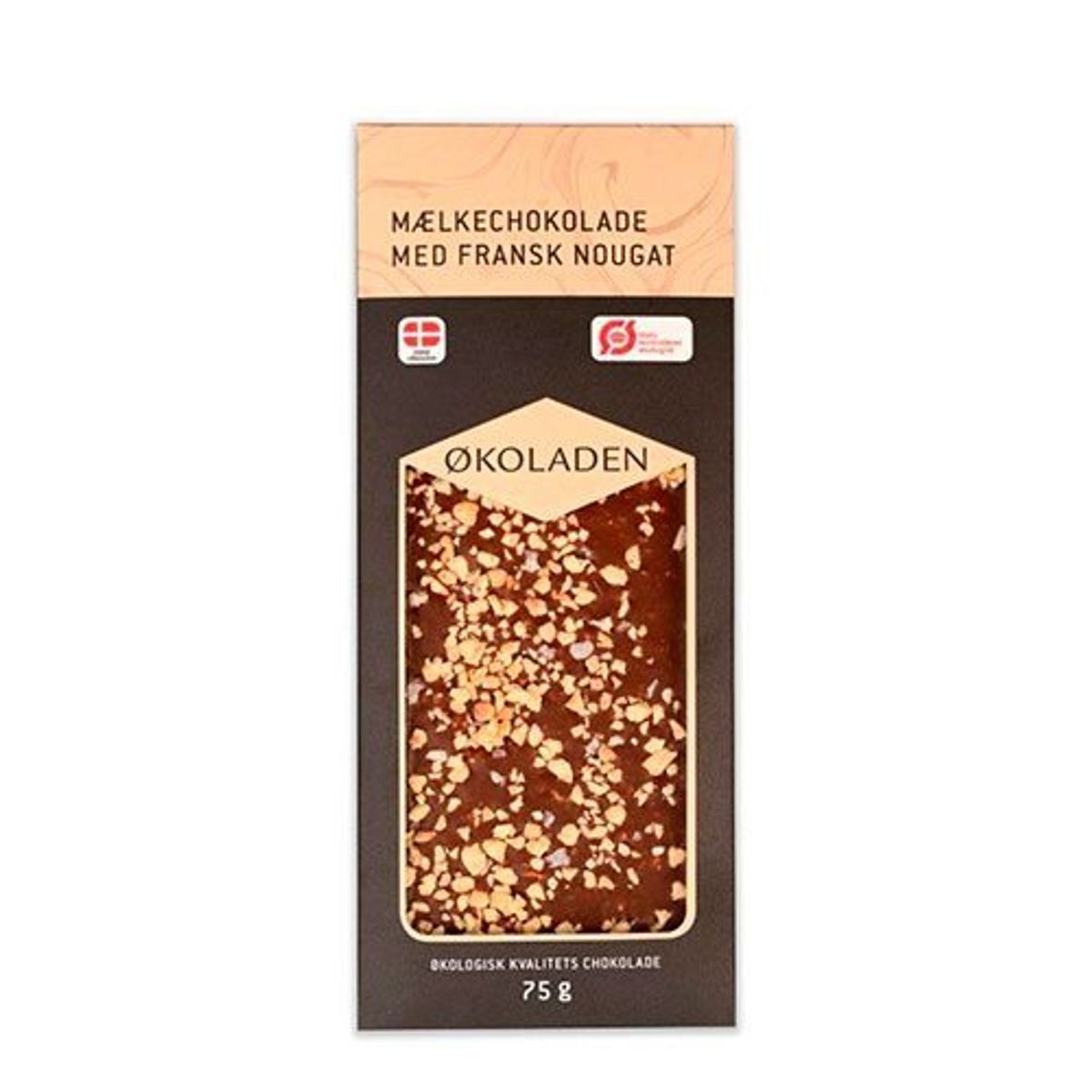 Økoladen Mælkechokolade m. Fransk Nougat Ø, 75g.