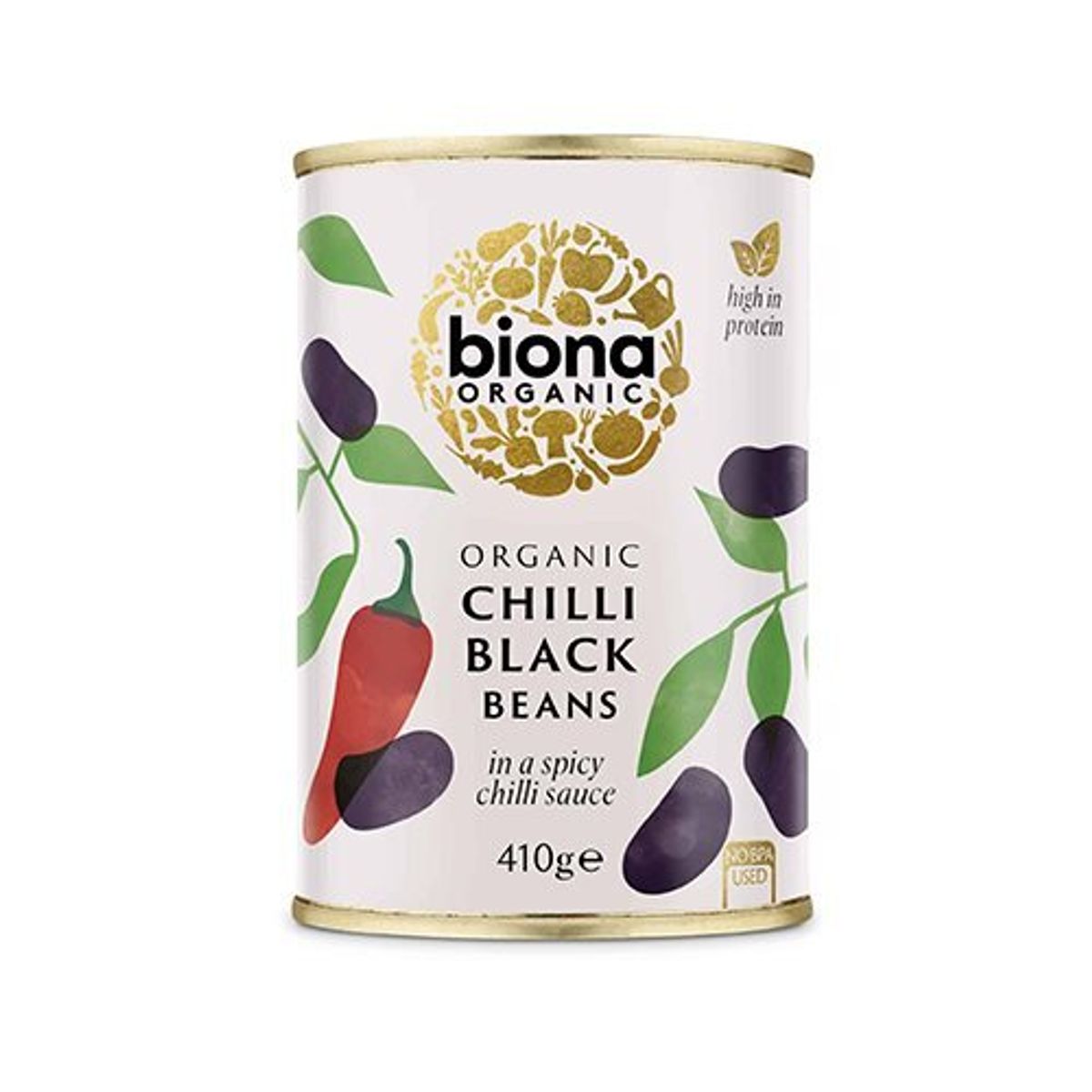 Biona Organic Sorte bønner m. chili Ø, 410g.