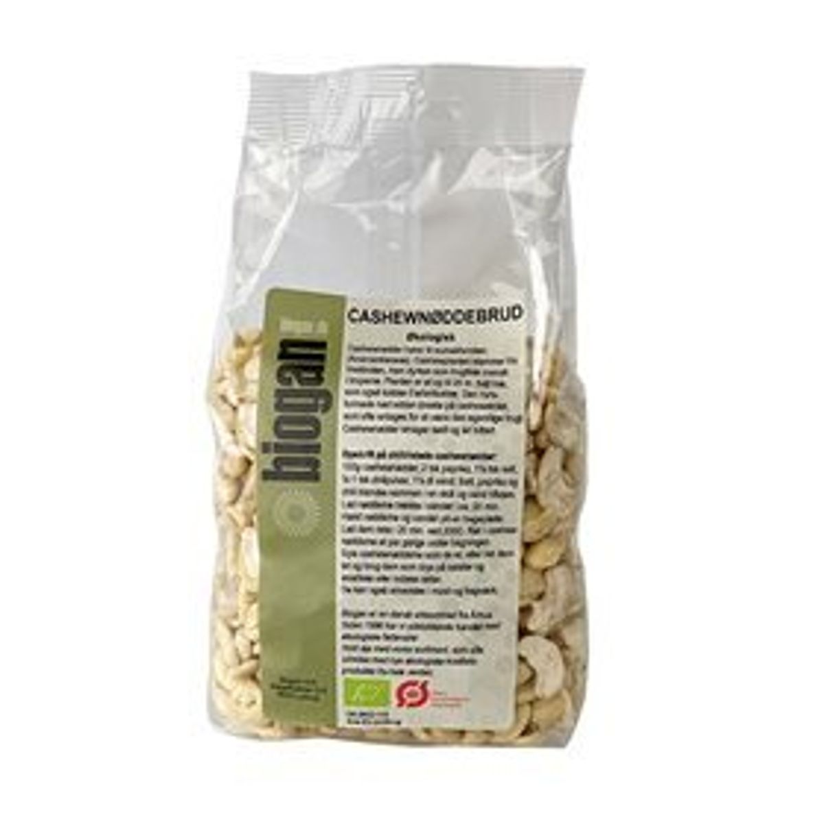 Biogan Cashewnødder i brud Ø, 500g.