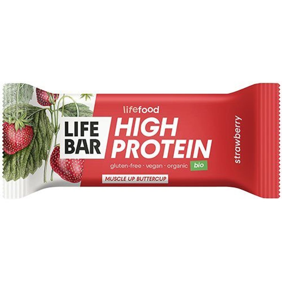 Lifefood LifeBar Proteinbar m. jordbær Ø, 40g.