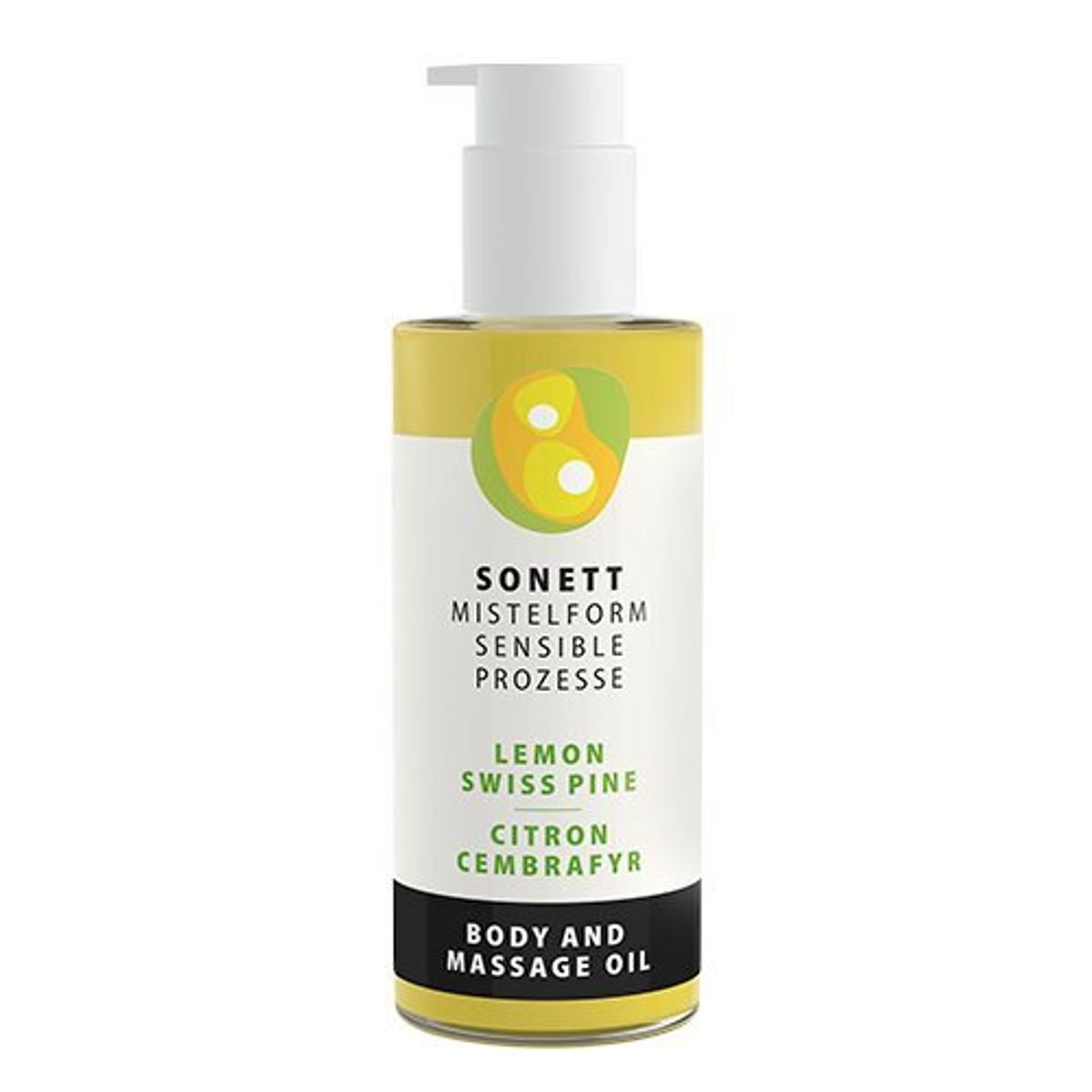 Sonett Krops & Massageolie Citron/cembrafyr, 145ml.