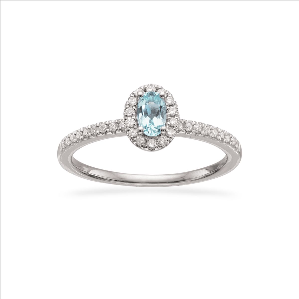 Diana 14 Karat Hvidguld Ring fra Scrouples med Aquamarin og Diamanter 0,26 Carat W/SI