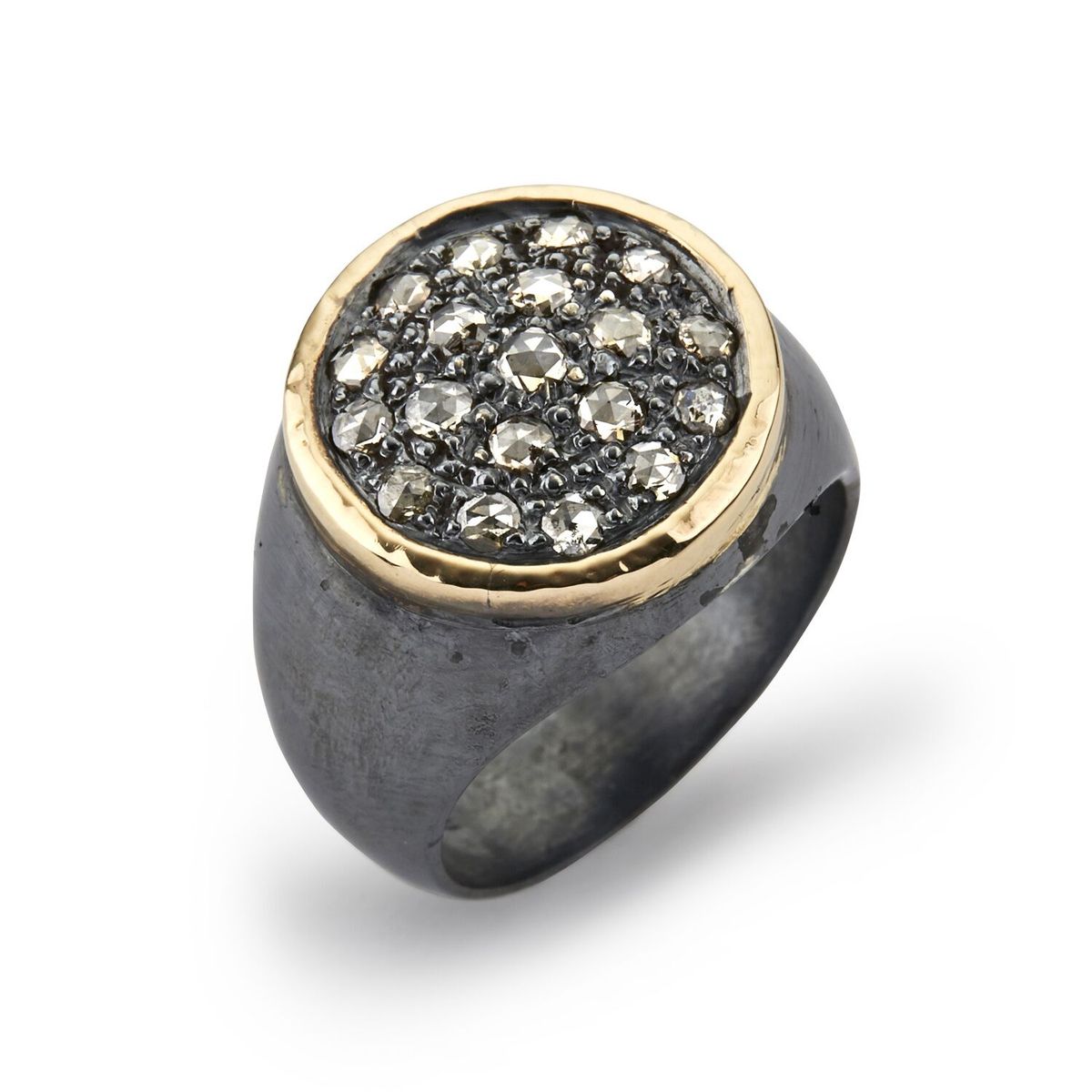 Birdie Topka Signet Sterling Sølv Ring med 14 Karat Guld Og 1,05 Carat Diamanter