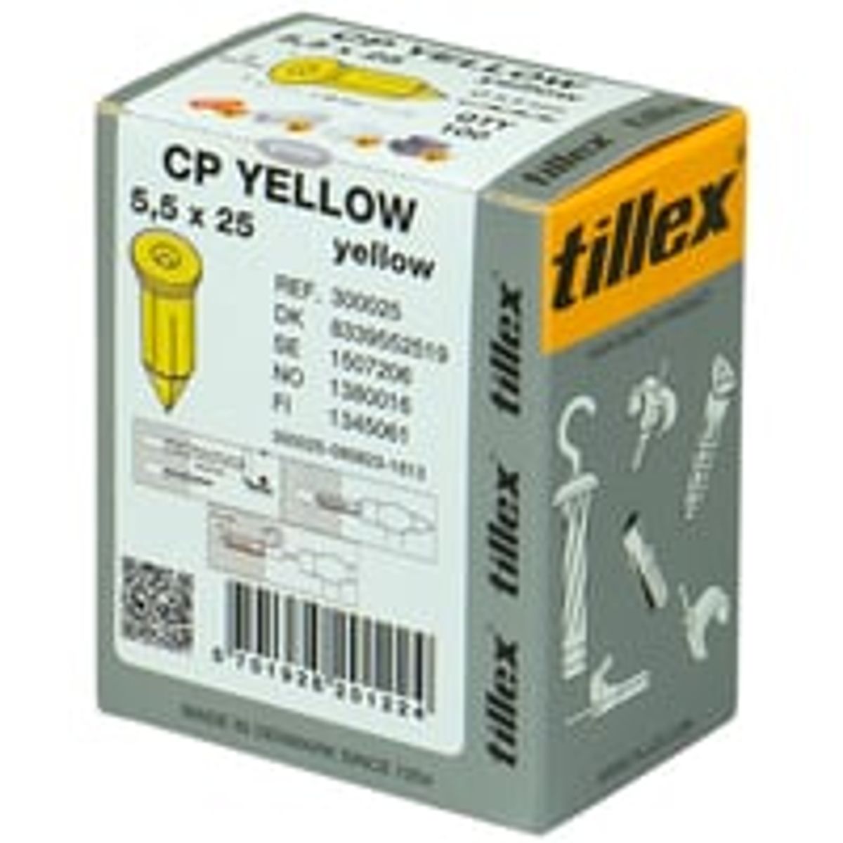 Smplug 5,5x25 mm, gul (100) - Tillex - 100 stk