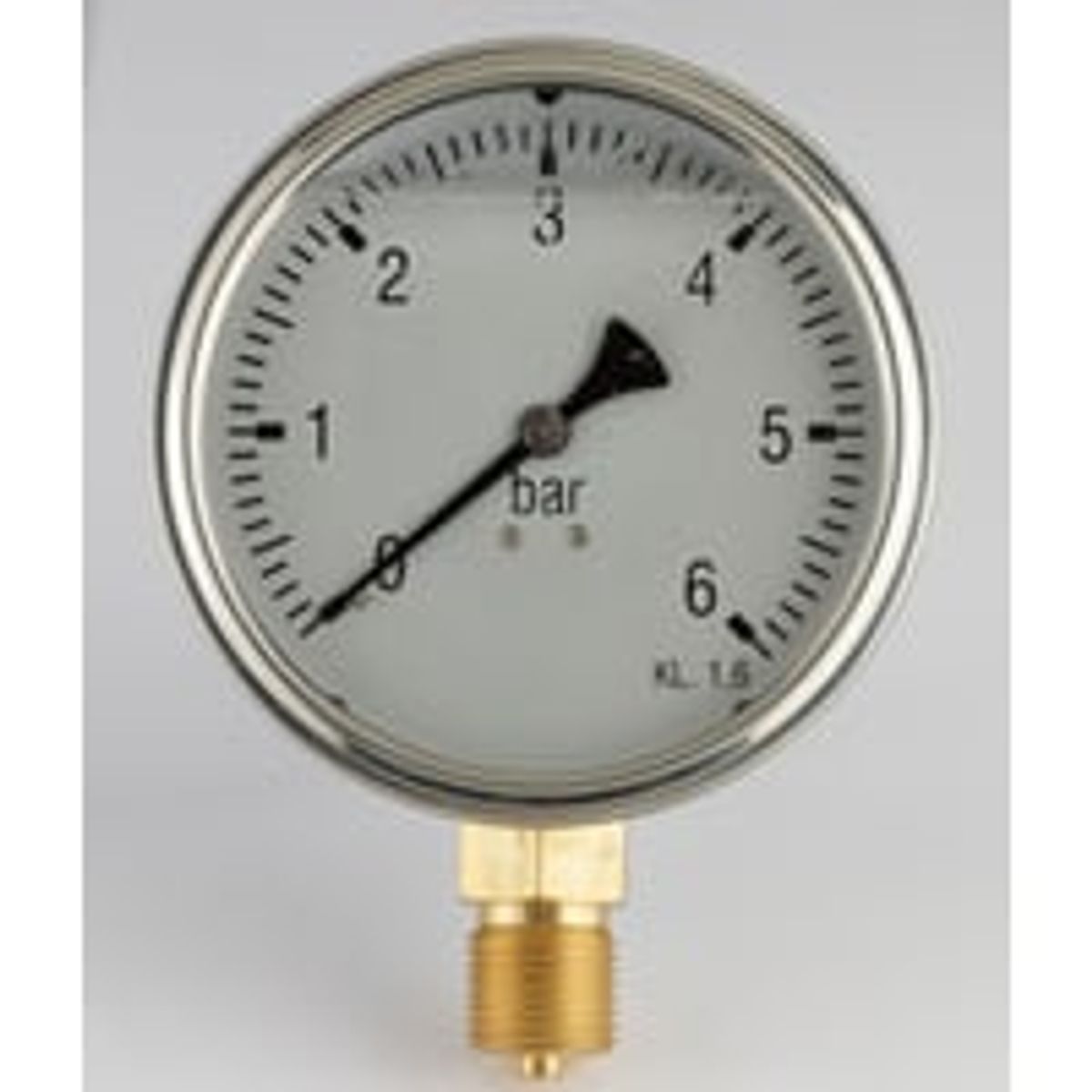 Manometer 100 mm, nedadgende, 1/2", 0-6 bar, rustfrit hus med glycerin