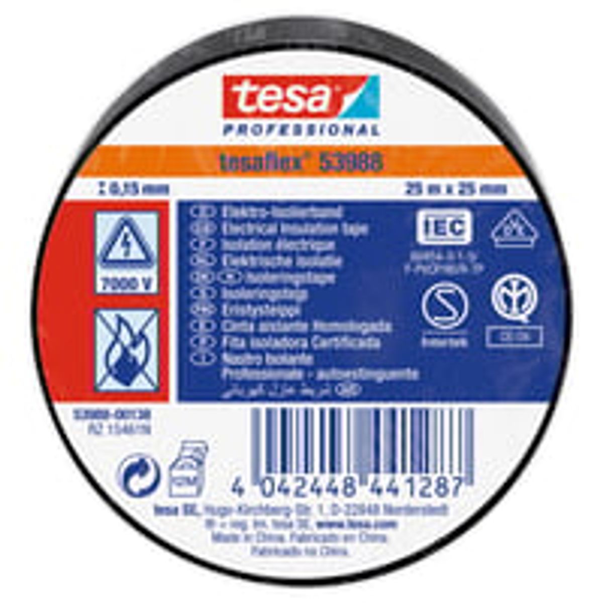 tesa isoleringstape 53988 PVC 25 mm x 25 m, sort