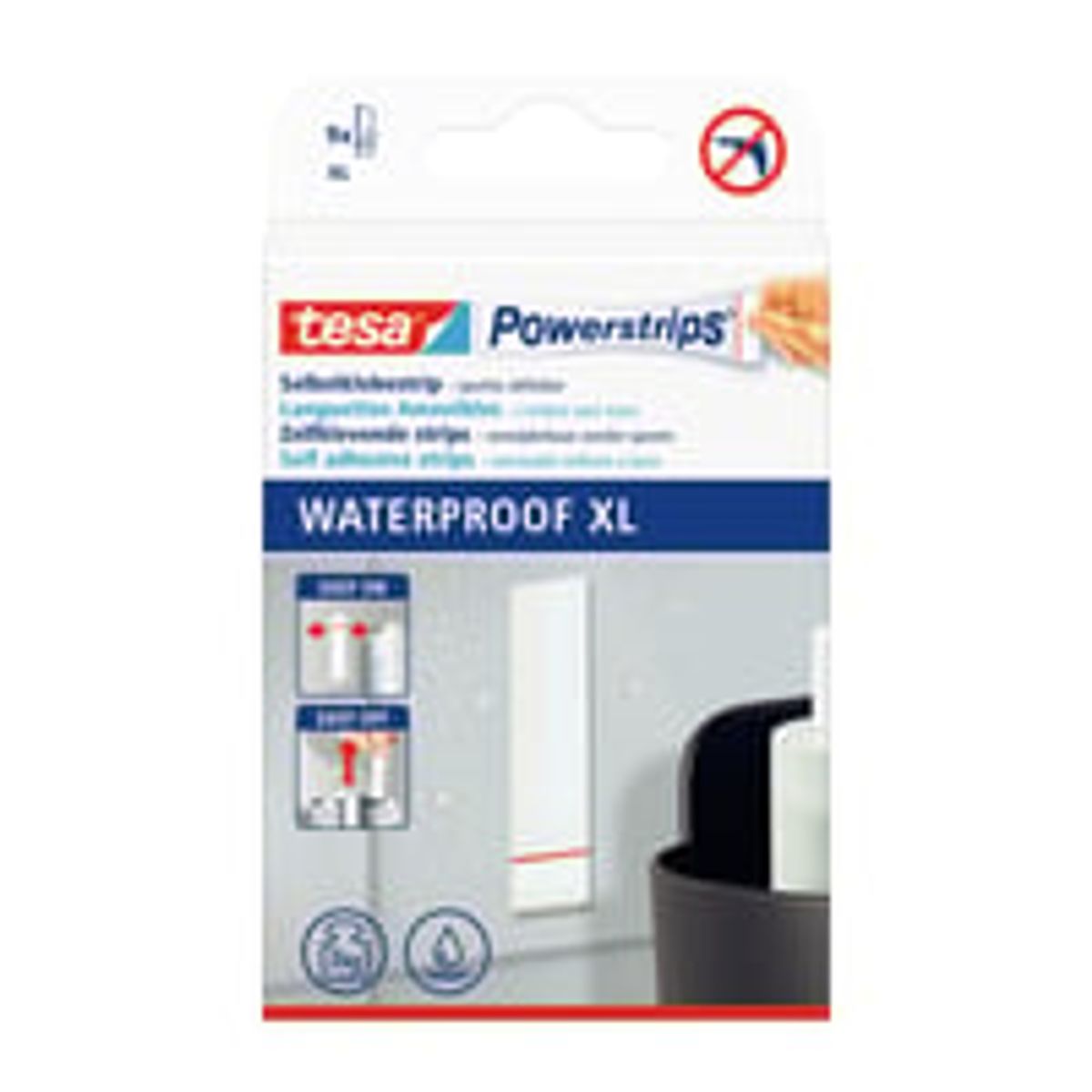 Tesa dobbeltklbende Powerstrips Waterproof, 20 x 80 mm, 9 stk.