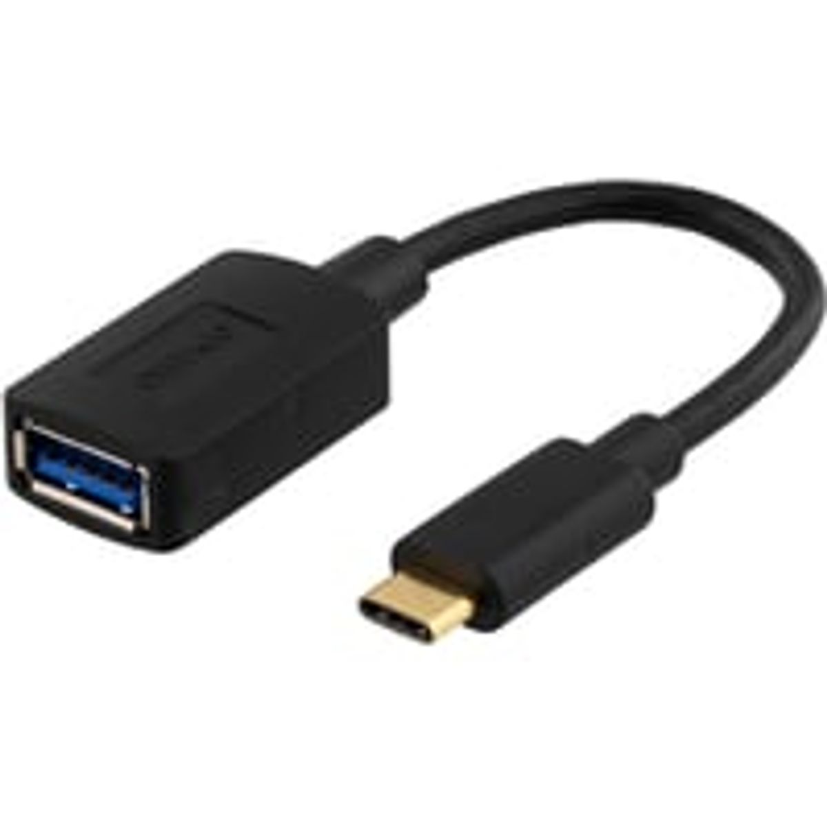 DELTACO USB-adapter, USB 3.1 type C han - type A hun, Gen 1, sort