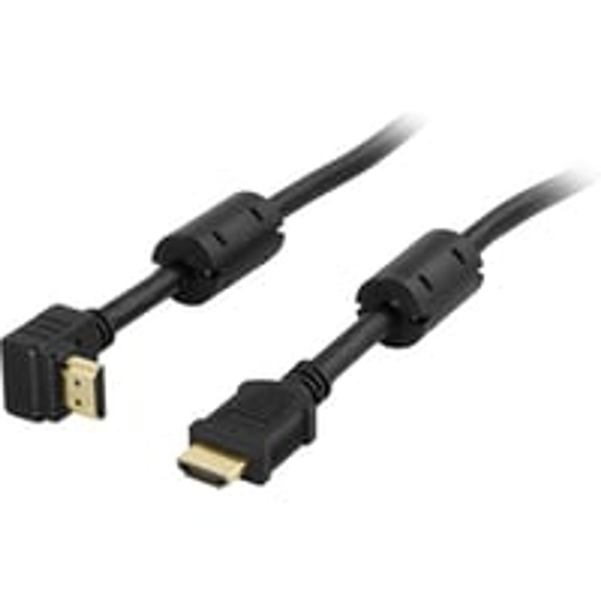 DELTACO HDMI kabel, HDMI High Speed med Ethernet, vinklet HDMI Type A