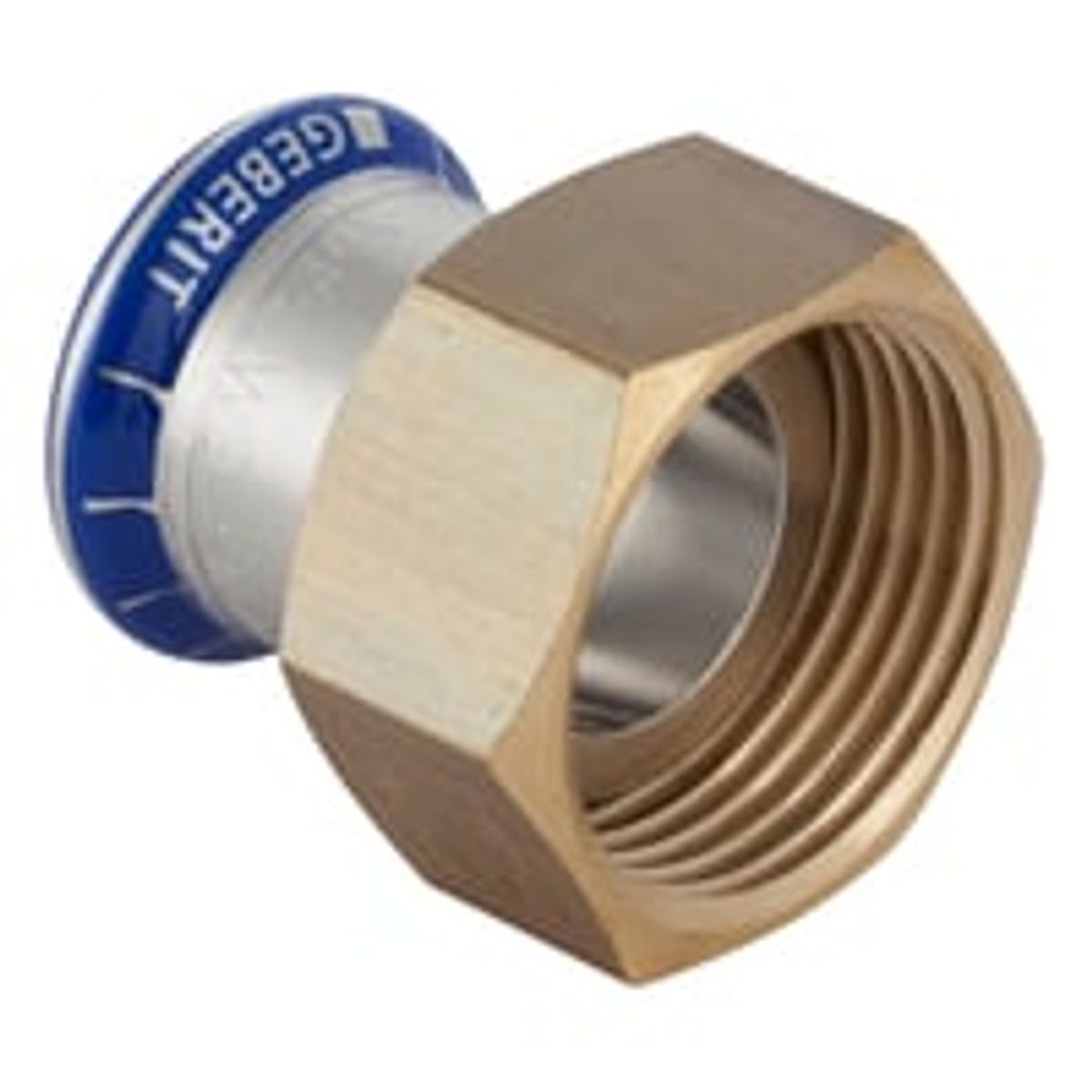 Mapress Rustfrit, 22 mm x ?1" tilslutningsforskruning med flad pakning, presmuffe/omlber (G) - Geberit