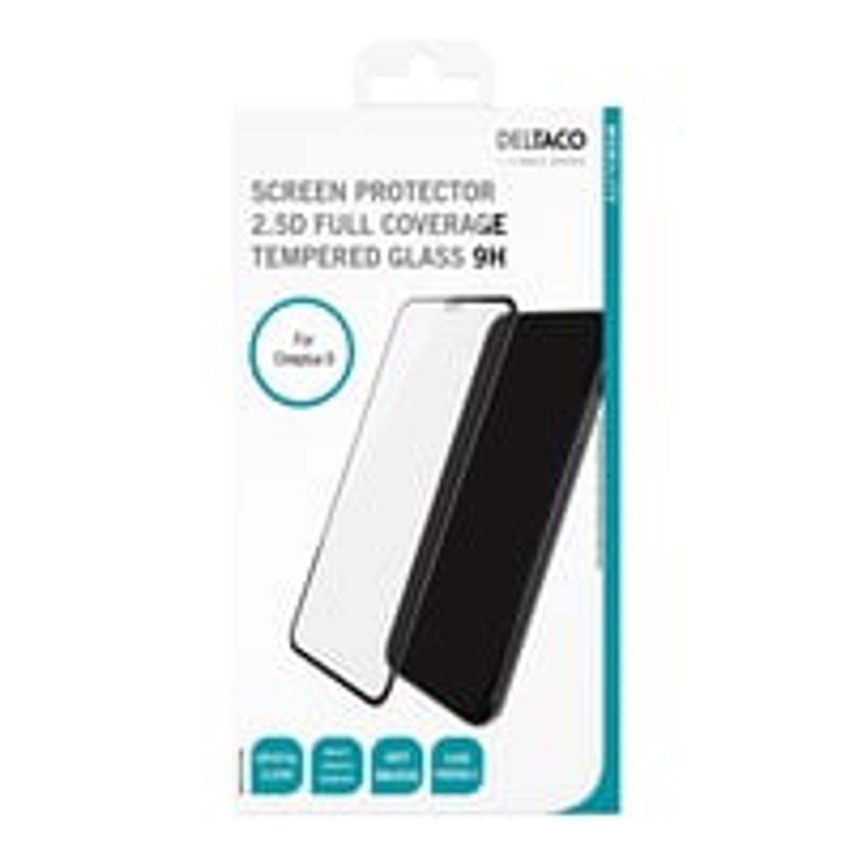 Screen protector, OnePlus 9, 2.5D tempered glass, 9H hardness - Deltaco