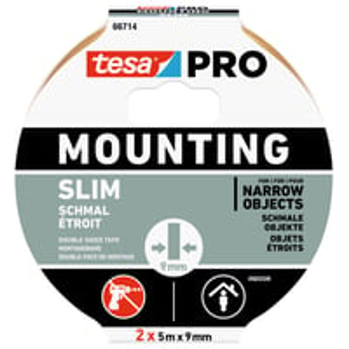 Tesa monteringstape 66714 PRO, 9 mm x 5 m, 2 stk.