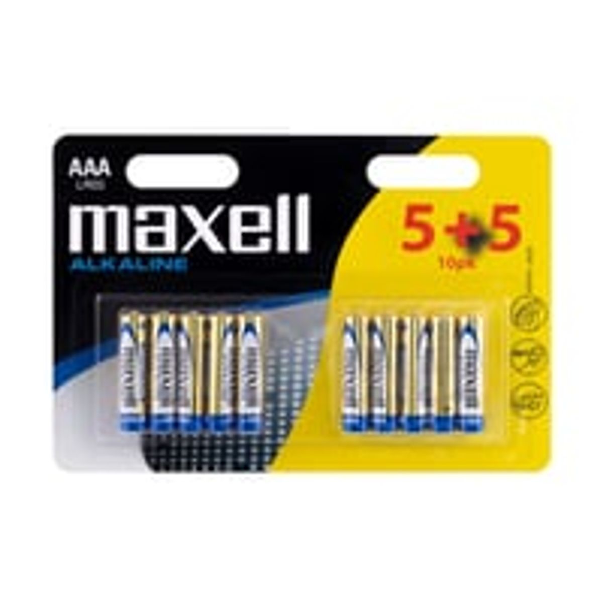 Maxell alkaline AAA/LR03 batteri, 10 stk.