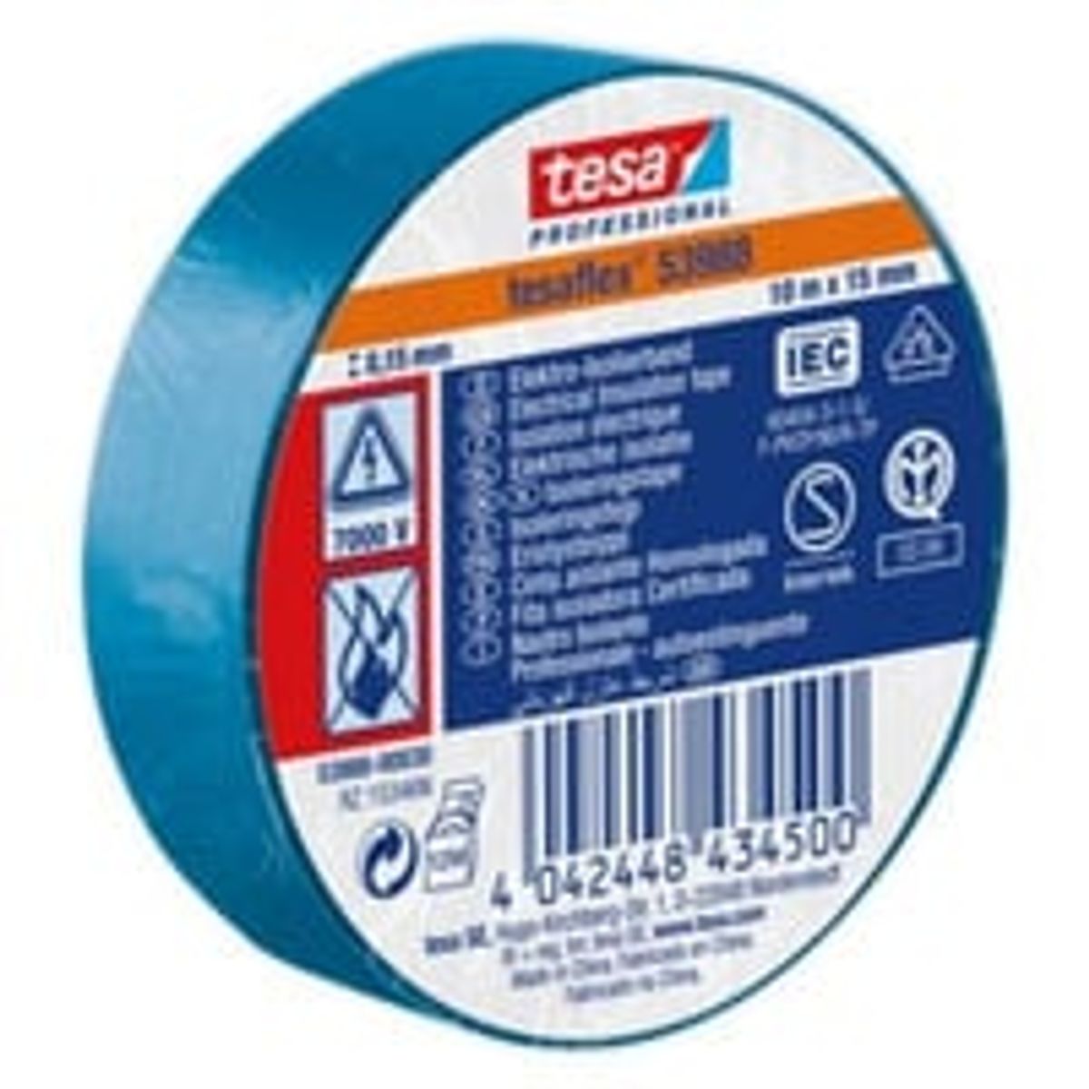 Isoleringstape, bl, 15 mm x 10 meter, PVC, Tesaflex (53988)