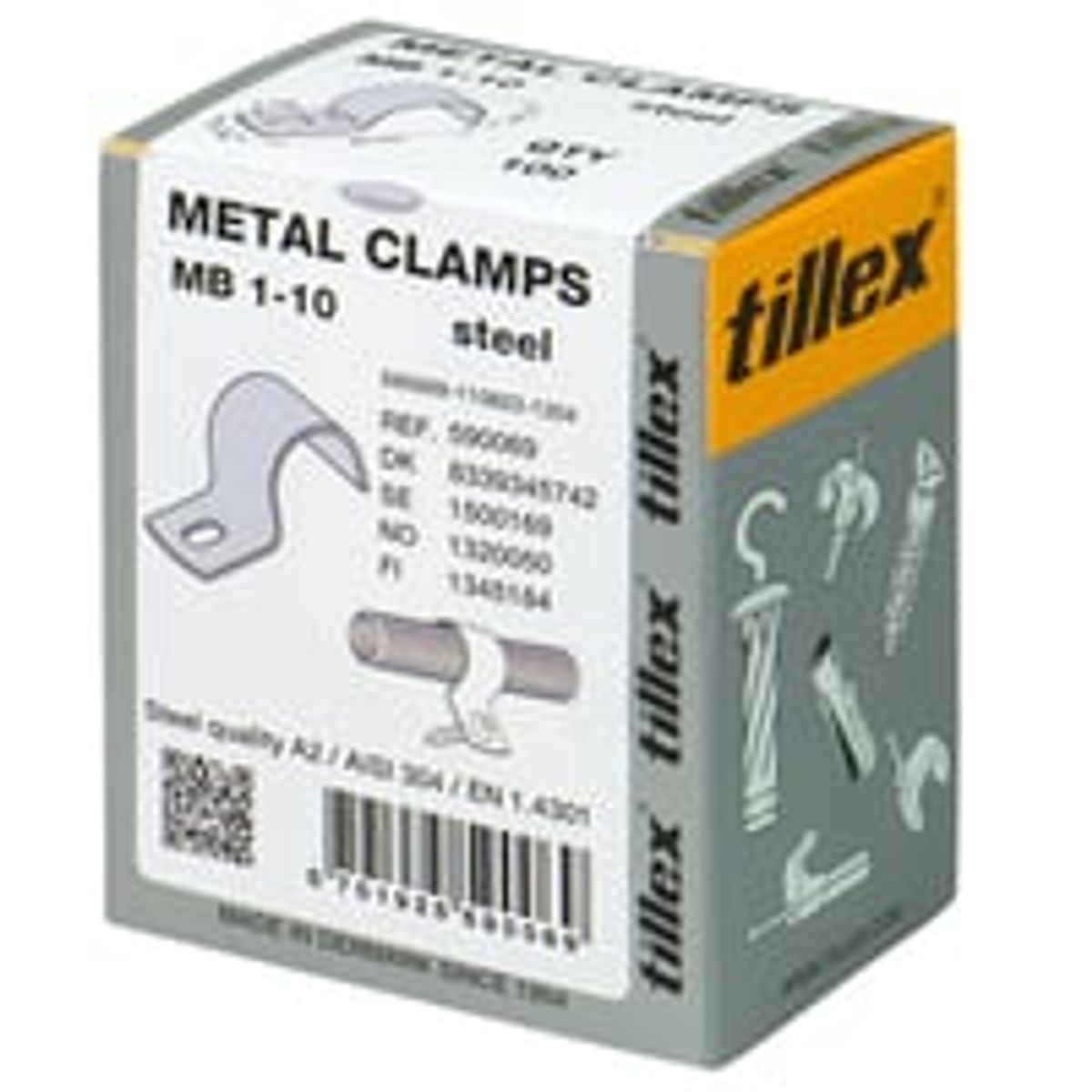 Tillex MB1 Kabelbjle 10 mm, 1-lap, rustfrit stl A2, AISI 304