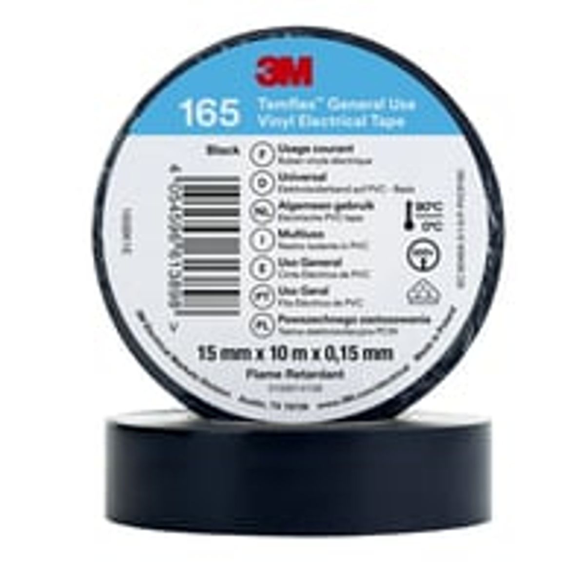 Temflex EL Vinyltape 165 15 mm x 10 m, sort