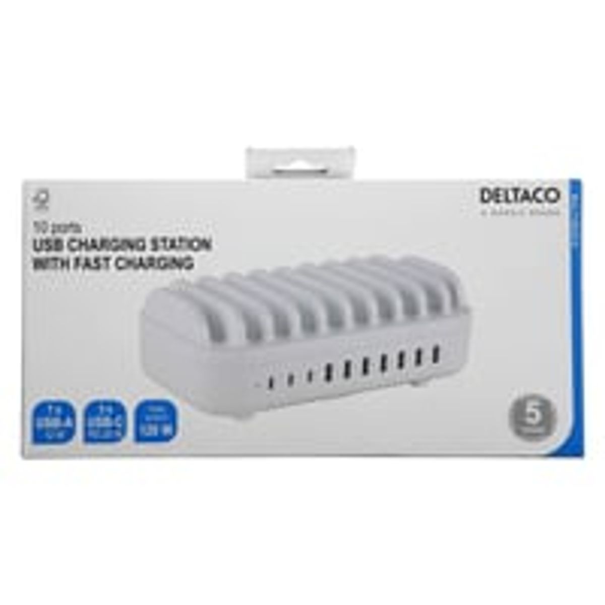 USB charging station, 7x USB-A 2.4 A, 3x USB-C PD 20 W