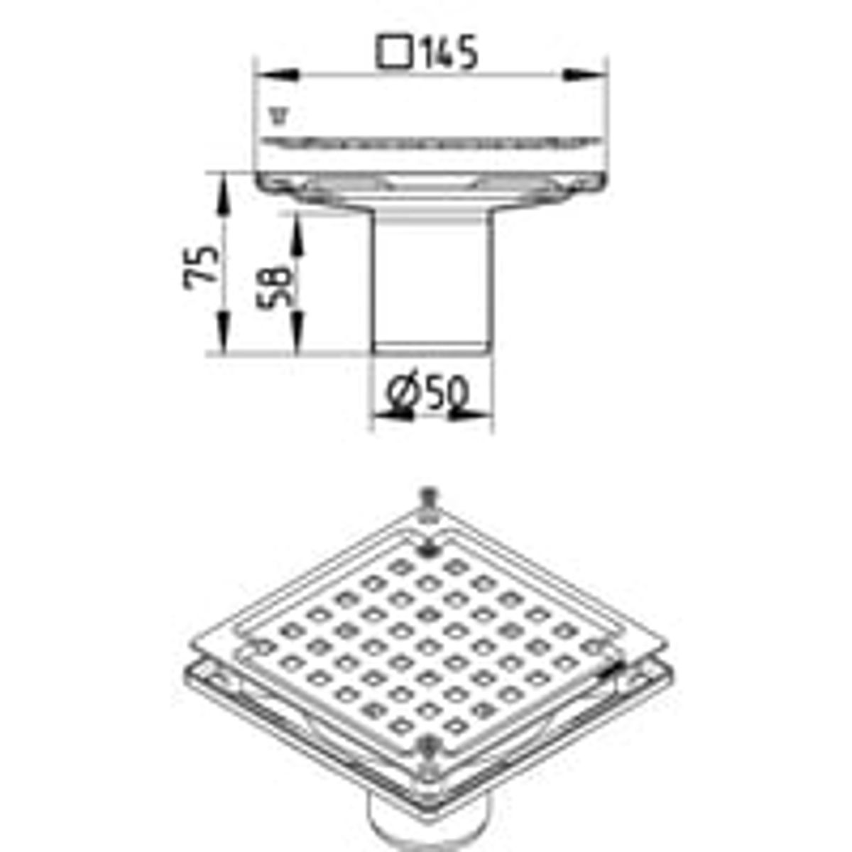 Blcher 50 mm aflbsskl til beton, uden studs, lodret